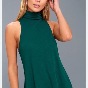 Free People Topanga Emerald green sleeveless mock neck shirt